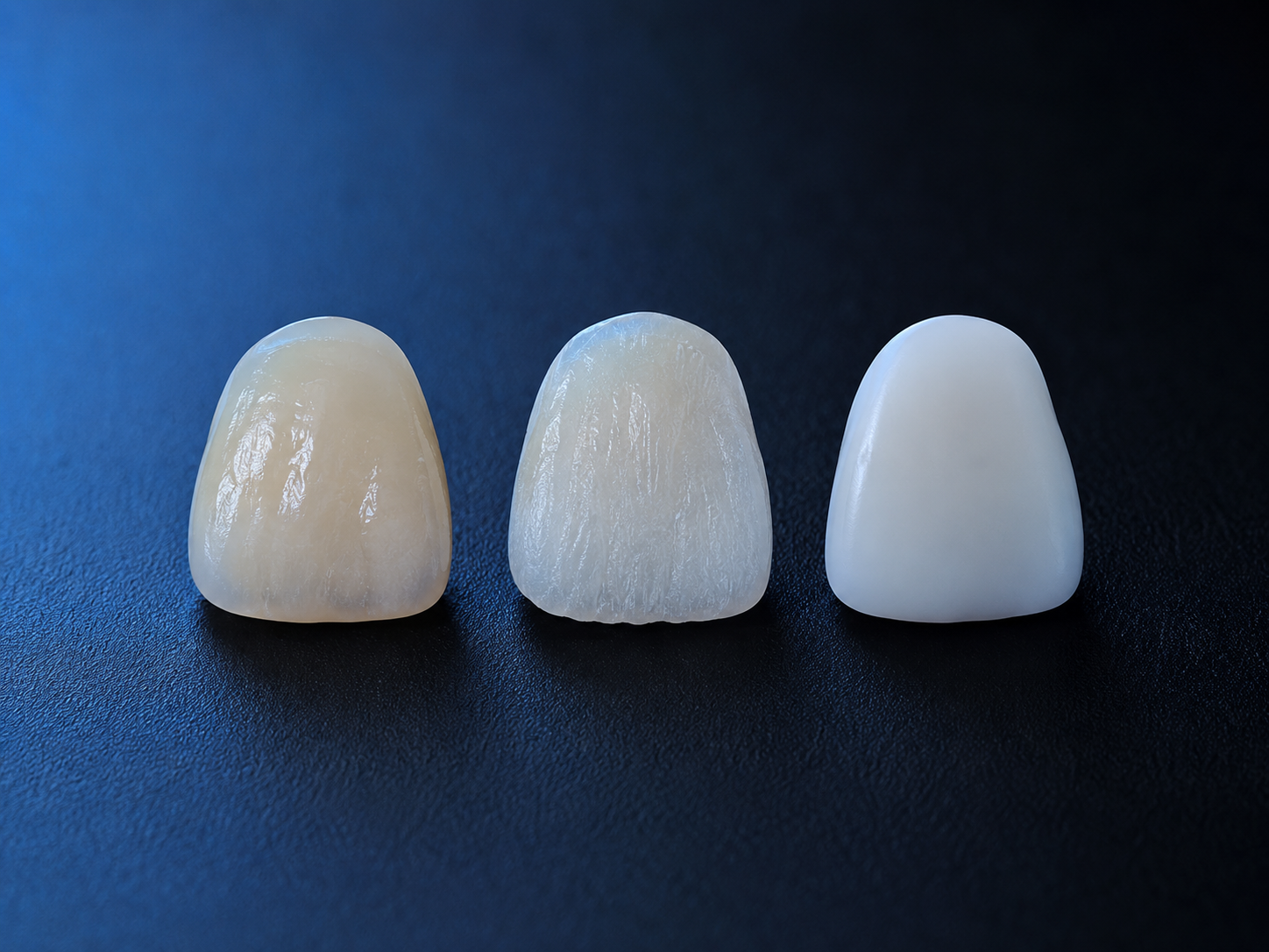 Comparación de materiales — Resina, Porcelana, Zirconia